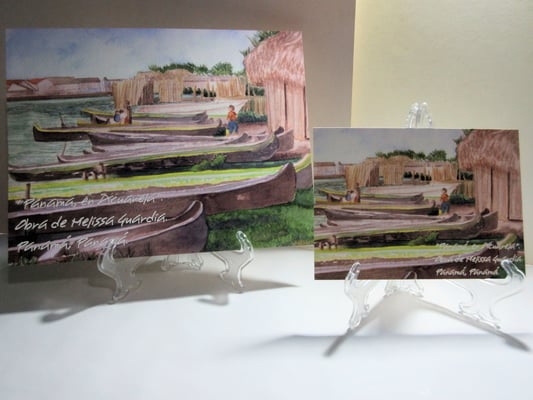 Modelos: “Embárcate a Panamá”, reproducción de diseño en acuarela de barcas y paisaje marino, típico de las costas panameñas.      