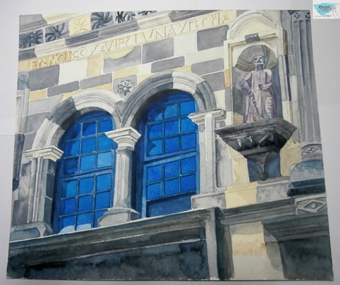 “VENTANALES A LA LUZ” Acuarela Horizontal. Tamaño: 11 pulgadas de ancho x 9.75 pulgadas de alto. (28 cm ancho por 25 cm de alto). Precio: $85.00 USD