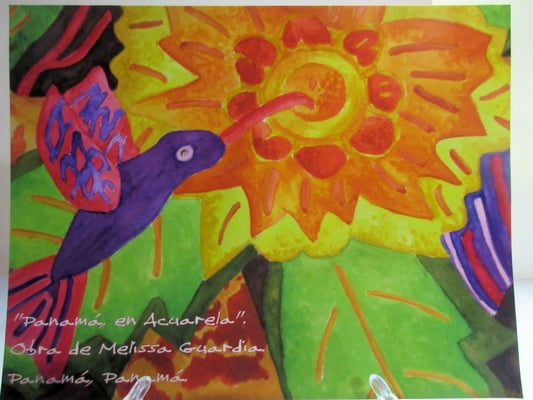 "Vuelo del Colibrí " reproducción en formato mediano, tamaño 8.5 X 11 pulgadas.