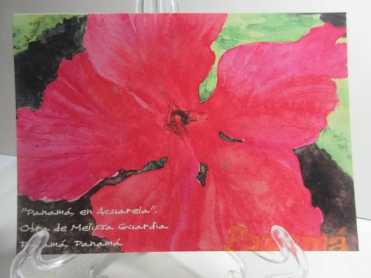 "Flor a lo Contemporáneo" reproducción de diseño de en acuarela de flor roja y enfoque macro, para una composición más contemporánea. Un (1) solo tamaño disponible: 5 X 7 pulgadas.