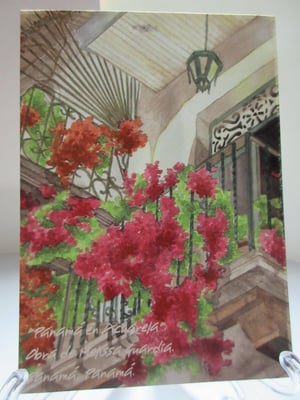"Florecer de Veraneras en el Balcón" reproducción en formato chico, tamaño 5 X 7 pulgadas. 