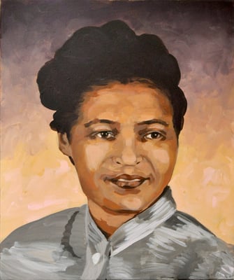 Asta Rode, Acryl auf Leinwand, 50 x 60 cm, Rosa Parks, 2019