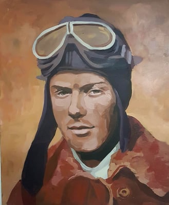 Asta Rode, Acryl auf Leinwand, 50 x 60cm, Charles Lindbergh, 2019