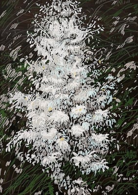 Asta Rode, Blütenteppich, Acrylstift auf Leinwand, 50 x 70cm, 2025