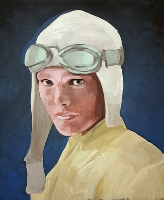 Asta Rode, Acryl auf Leinwand, 50 x 60cm, Amelia Earhart, 2018