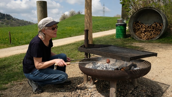 Der Grill war parat mit einer schönen Glut