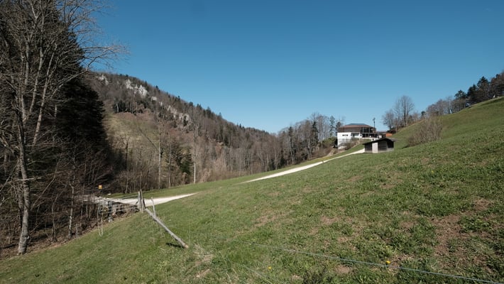 Beim Gatter befindet sich der Grenzstein Reigoldswil/Waldenburg/Mümliswil