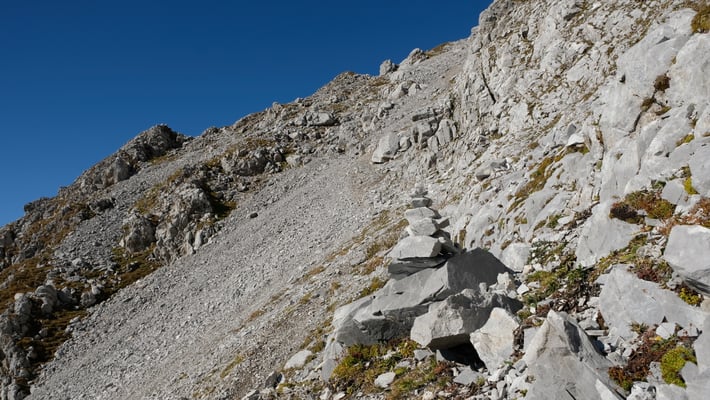 Das letzte Stück der Südhangtraverse zur Gummfluh 
