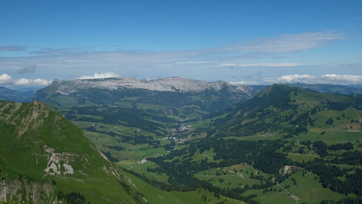 Sörenberg und dahinter die Schrattenflue