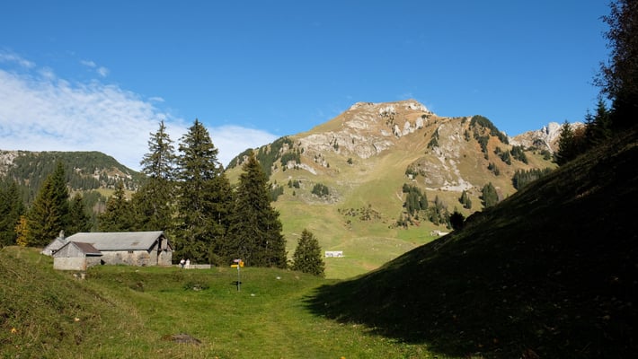 Auf Risi angekommen kommt der Lütispitz in Sicht