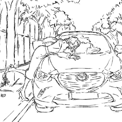 CX-3と女性。MAZDA TVCM 「Be a driver. 2015 CX-3」篇 を元に描きました。