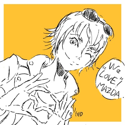 「マツダポーズ」をするコエルです。