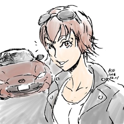 NDロードスターとコエル。キャラクターイメージを固めるために描いたイラストです。