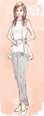 東京モーターショー2019 マツダブースのコンパニオン様のイラストです。（ポーズや服装は参考にしていますが、特定の方を描いている。という事ではないです。）