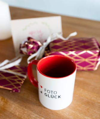 Foto Glück Tasse mit Fotospruch