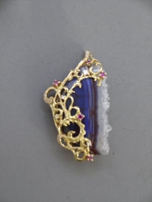 14-2K-4　せふ　K18PH・BR　結晶ﾌﾞﾙｰﾚｰｽｱｹﾞｰﾄR0.44D0.26　風そよぐ