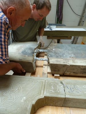 Trittofensanierung, Restaurierung, Steinmetzarbeit