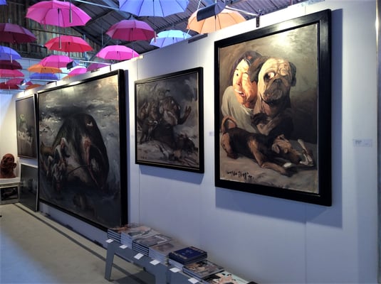Stand of the Gallery KK Klaus Kiefer, Essen, at the art fair Art Sylt 2016 with paintings of Yongbo Zhao (Photo: Klaus Kiefer)