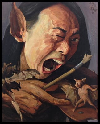 Selbst als Fledermaus // Self as a bat // 像蝙蝠一样的自己, 2009, 100 x 80 cm