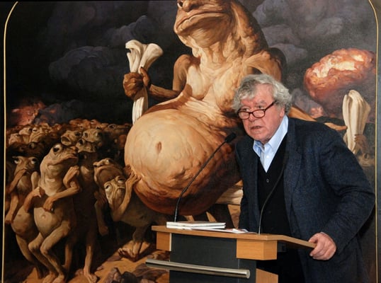 Der Chinaexperte Tilman Spengler eröffnet die Ausstellung „Provokation! Goya, Daumier und Yongbo Zhao – Kritiker und Spötter ihrer Zeit“, Kallmann-Museum, Ismaning, 2014