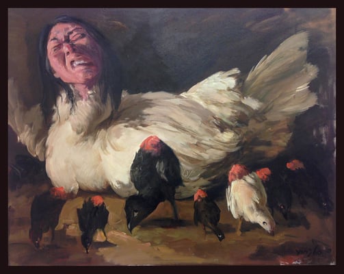 Hühnermann I // Chicken man I // 鸡人 (之一), 2011, 80 x 100 cm