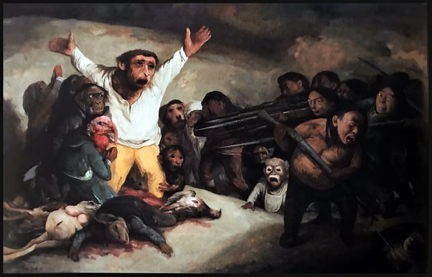 Die Erschießung der Rechtlosen oder Hommage an Goya // The execution of those without rights or Homage to Goya // 枪杀无辜还是敬仰格雅, 2013, 180 x 280 cm