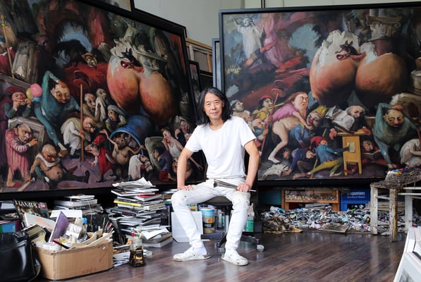 In the studio, 2016 (Photo: Adrian Leeder)