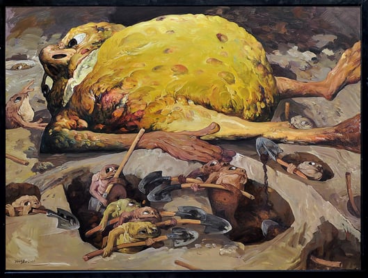 Man bekommt ihn einfach nicht unter die Erde I // He simply can't be buried I // 永远不可埋葬的他 (之一], 2011, 180 x 240 cm