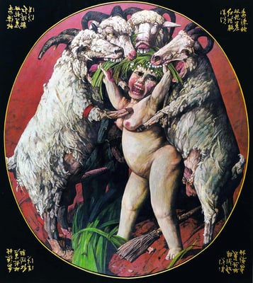 Gras für die Hammel // Grass for the rams // 喂羊, 1997, 180 x 160 cm