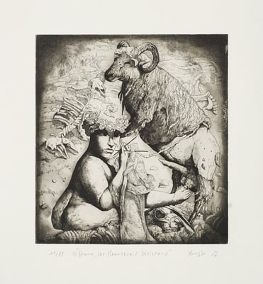 Braut, ihr Brautkleid strickend // Bride, knitting her wedding dress // 织嫁妆的新娘, 2007, 32 x 29,5 cm 