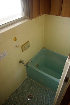 浴槽含めて一帖の広さの浴室。とにかく狭い