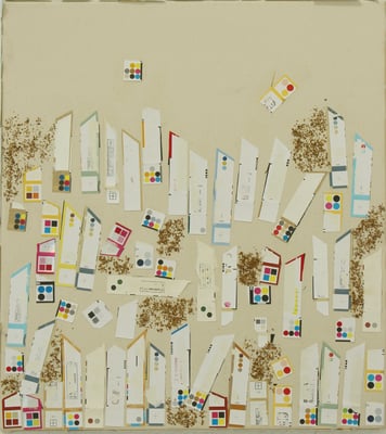 Eva Hradil "Gras", 2019, Papier, Tabak auf Molino, 60 x 50 cm