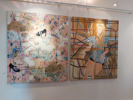 Ausstellung "Schichtungen", Eva Hradil, "Wege finden" und "gut vernetzt"