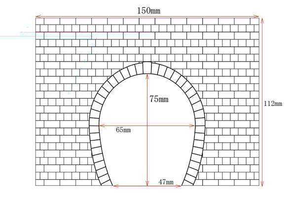 アーチ高75mmの各部サイズです。