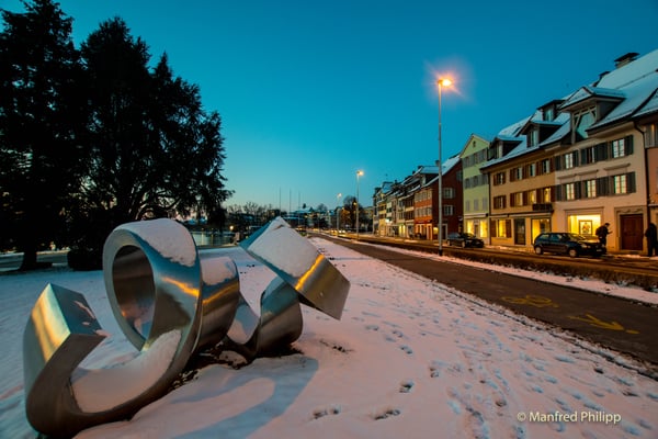 Vorstadt von Zug in der Dämmerung
