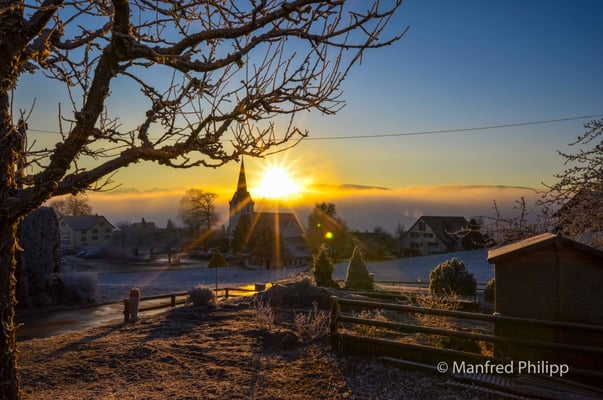 Dorf Hirzel im Winter