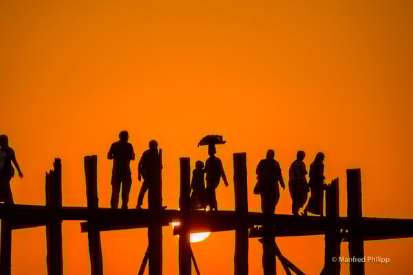 Sonnenuntergang bei der U-Bein-Brücke, Myanmar