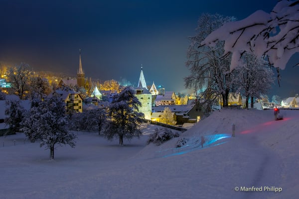 Nachtschlitteln bei der Guggiwiese in Zug