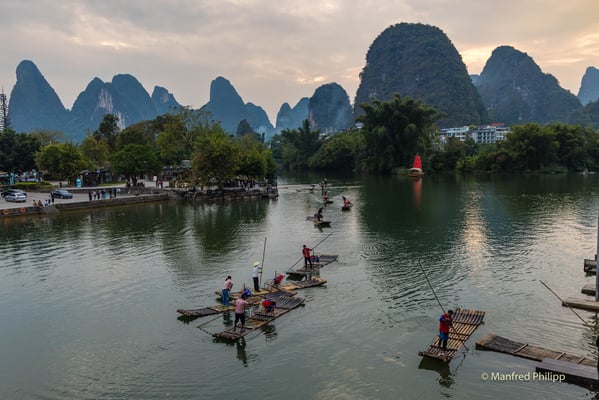 Abendstimmung am Yulong in Yangshuo, Guilin
