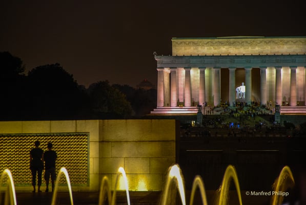 The Mall mit dem Vietnam Veterans Memorial und dem Lincoln Memorial in Washington, USA