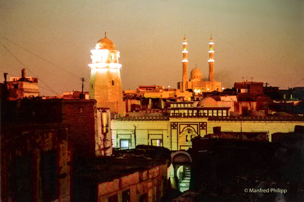 Sihouette von Assuan in der Abenddämmerung, Ägypten