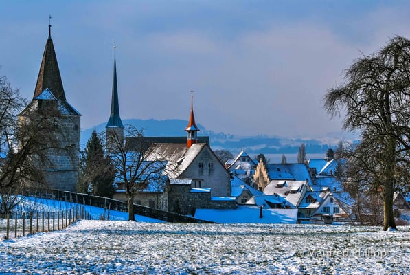 Verschneite Altstadt von Zug
