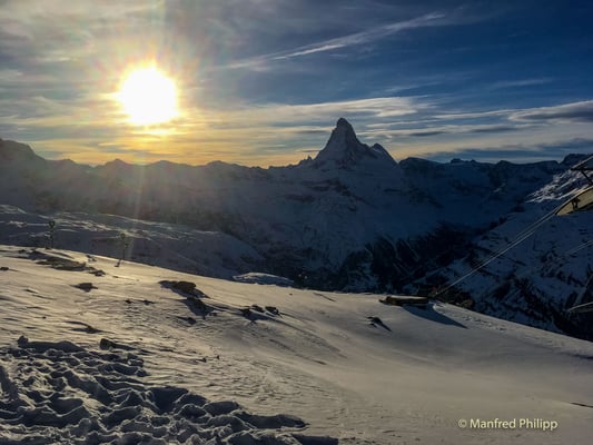 Matterhorn kurz vor Sonnenuntergang vom Rothorn
