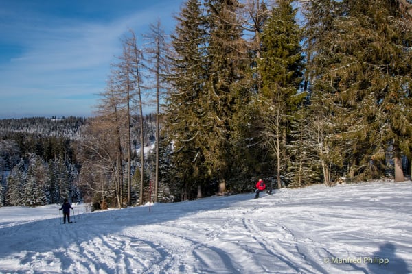 Skiabfahrt beim Nollen in Unterägeri