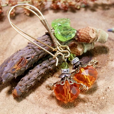 Halloween pumpkin earrings, Jack 'O lantern jewelry, scary earrings, witchy earrings