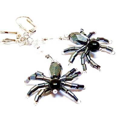 Zwarte spinnen oorbellen met spinnenrag, leuk voor Halloween
