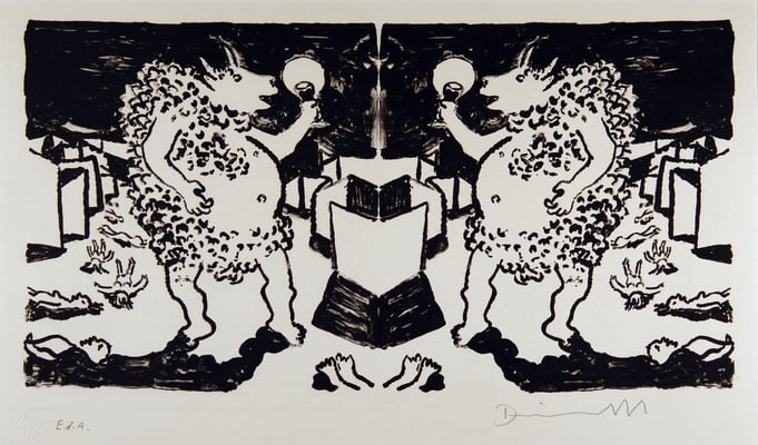 [Minotaurus, seinem Spiegelbild zuprostend]