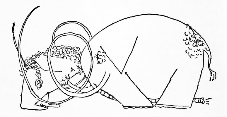 [Herkules, Kopf an Kopf mit Mammut] [Titel der Serie: « Herkules und der Stall des Augias »]