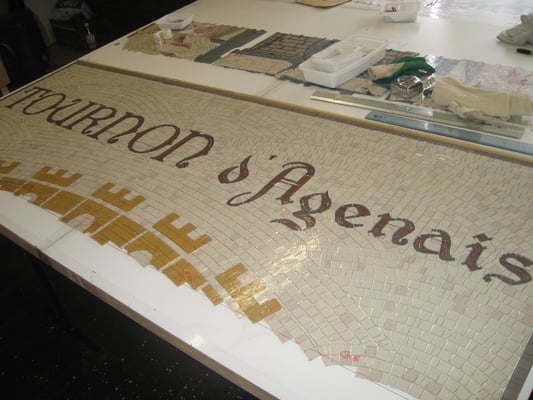 remplissage du fond partie haute de la fresque