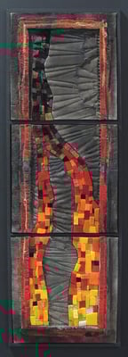très gd triptyque, 40x120cm , COULEE DE LAVE 2014 (VENDU)